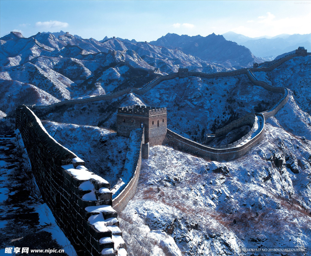 山 长城 八达岭 山峰 雪景