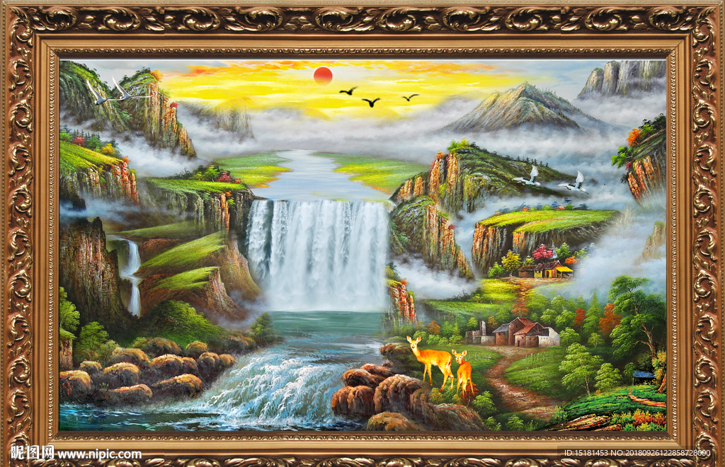 山水油画风景
