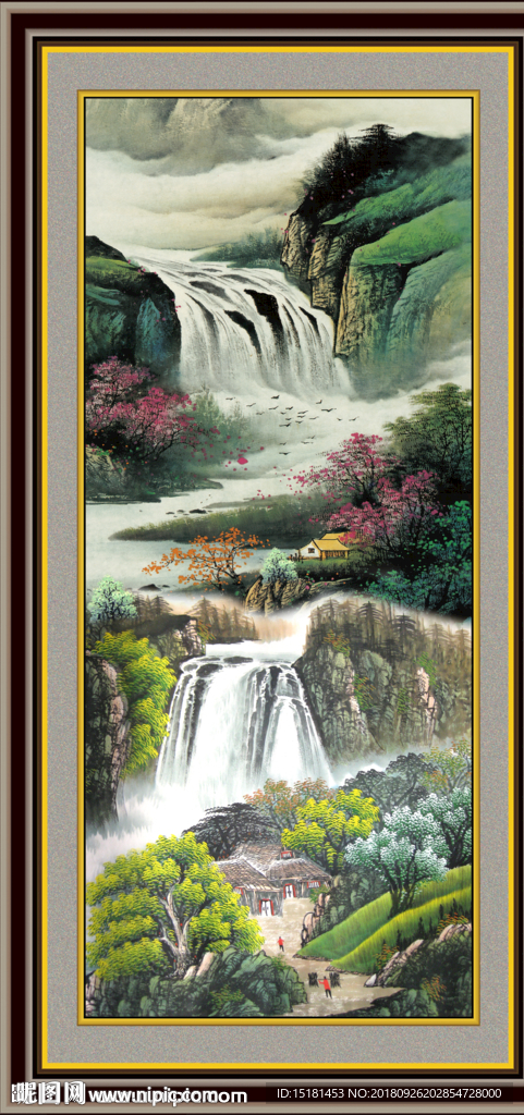 瀑布图片 瀑布国画