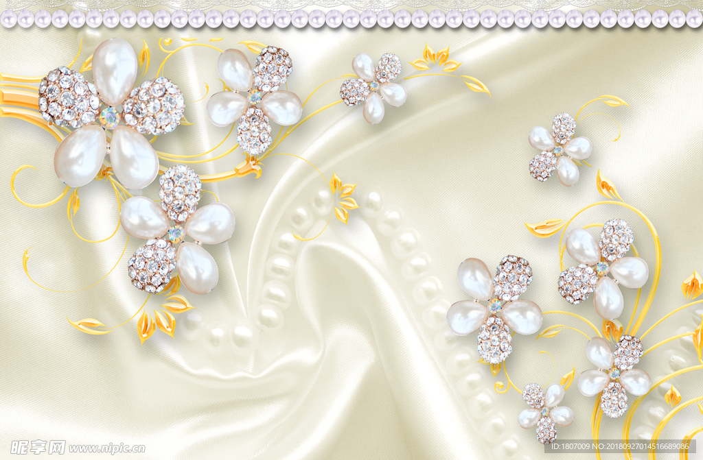 珠宝软包花卉背景图片