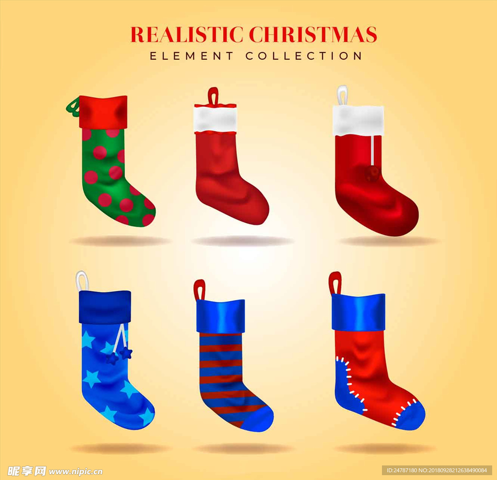 矢量卡通圣诞节礼物袜子