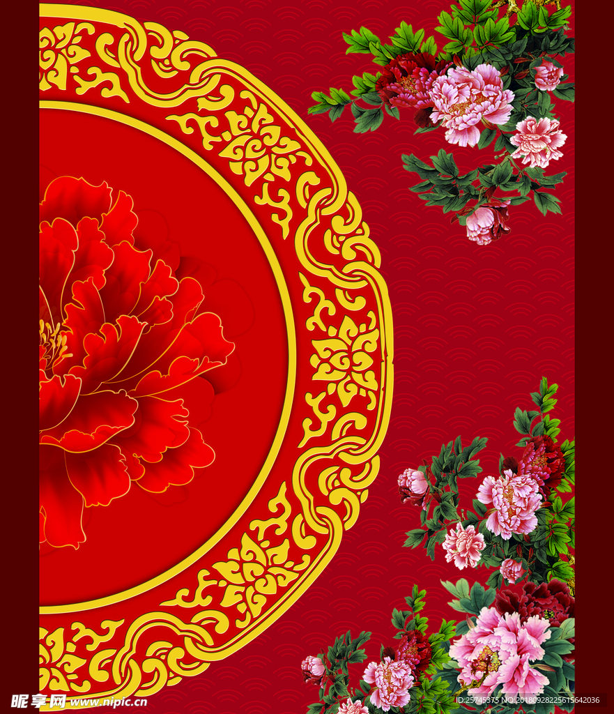 婚庆背景牡丹花