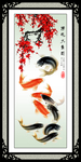 壁画-梅花九鱼图