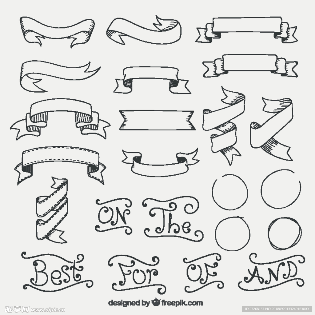 手绘复古的彩带