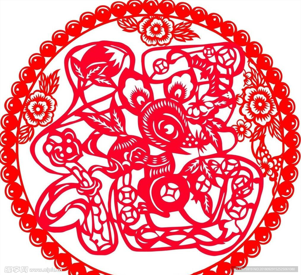 圆形雕刻花