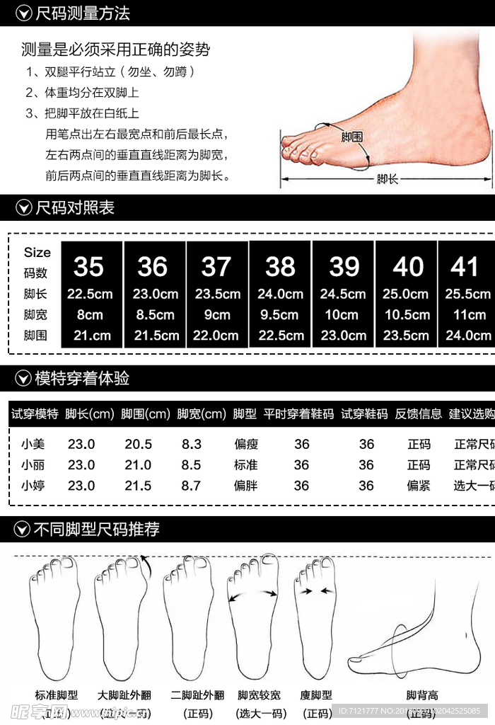 鞋子尺码表