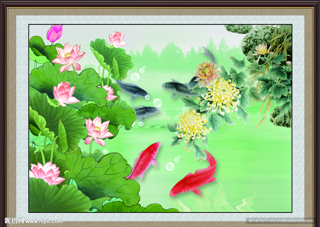 国画荷花 水墨荷花图