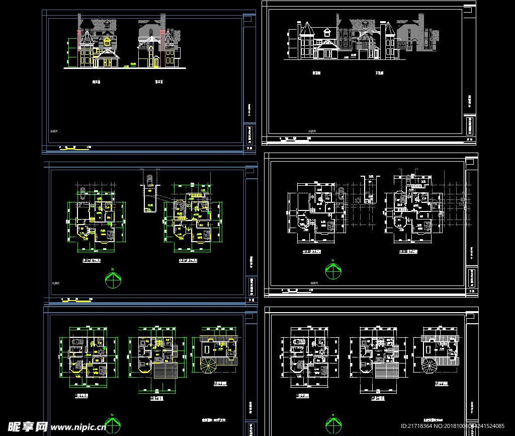 cad别墅施工图源文件
