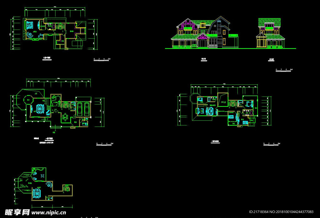 cad别墅施工图源文件