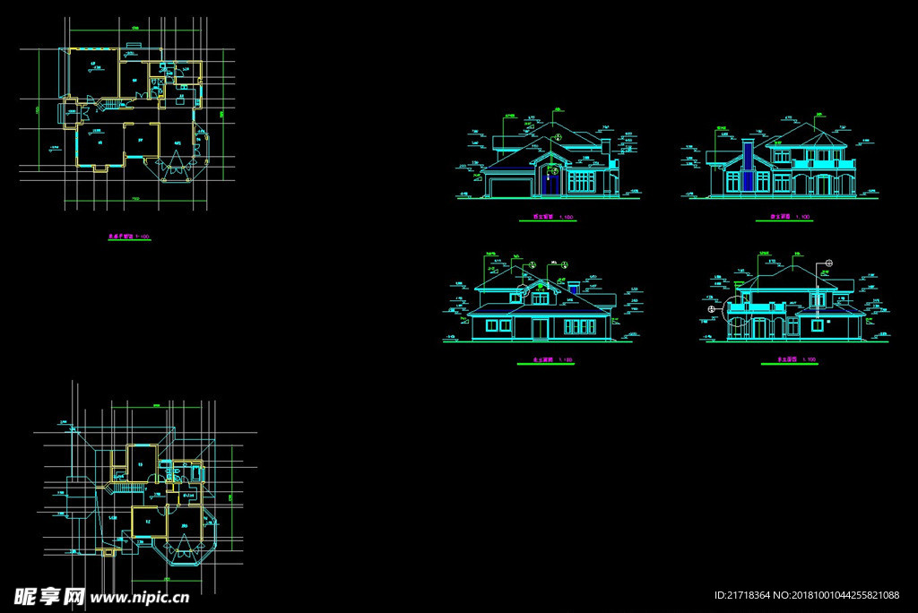 cad别墅施工图源文件