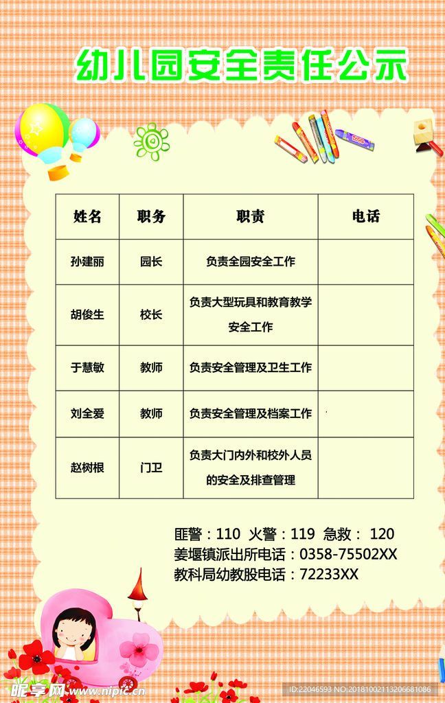 幼儿园安全责任公示