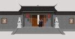 中式大门围墙