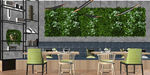 现代餐厅桌椅植物墙组合