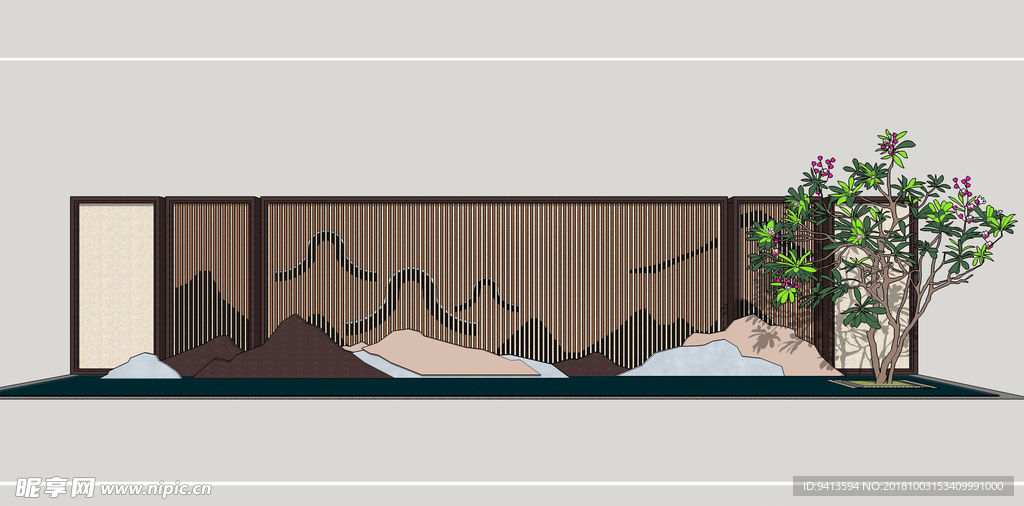 现代山水景墙