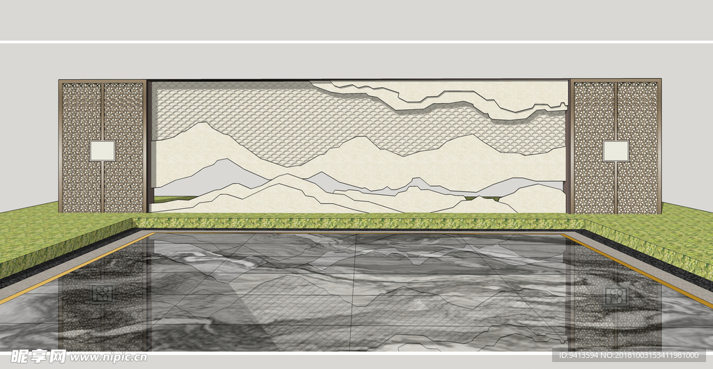 现代山水景墙