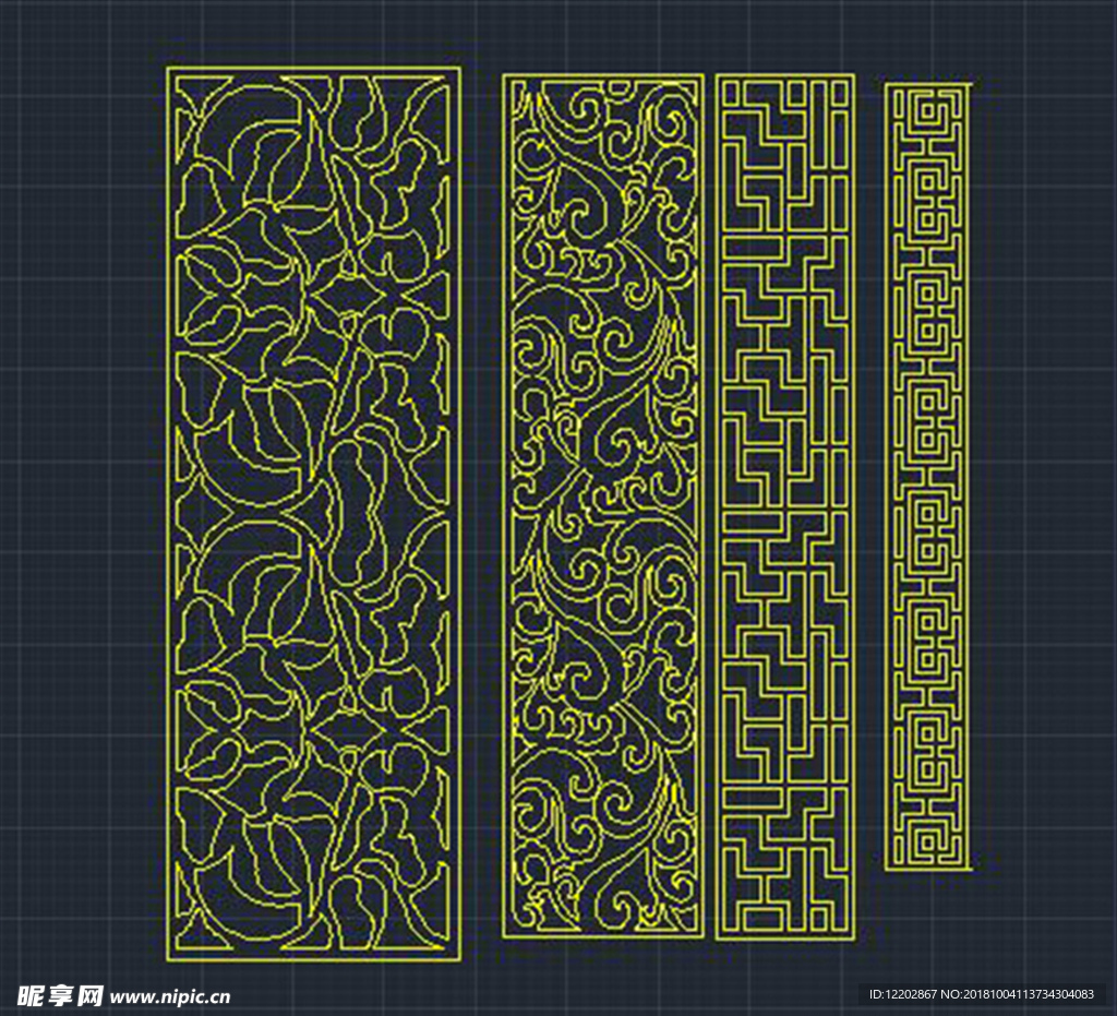 雕花屏风隔断CAD