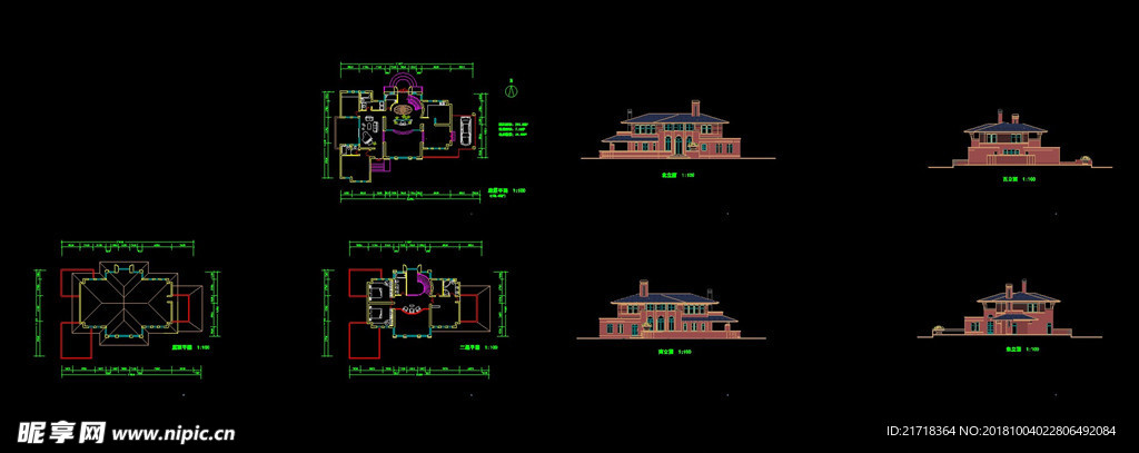 cad别墅施工图源文件