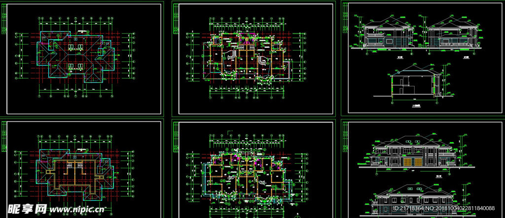 cad别墅施工图源文件