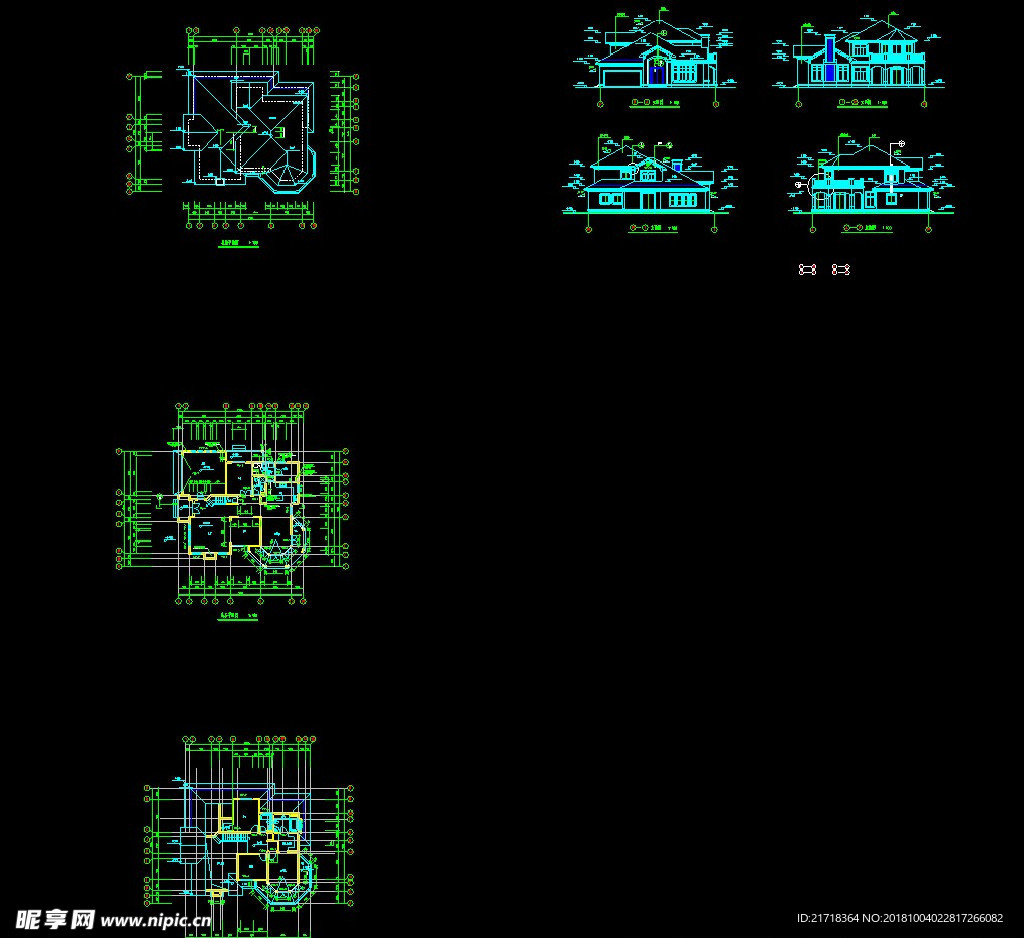 cad别墅施工图源文件