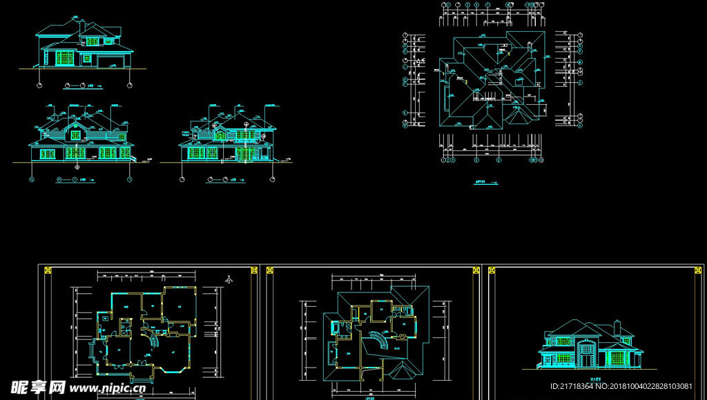 cad别墅施工图源文件