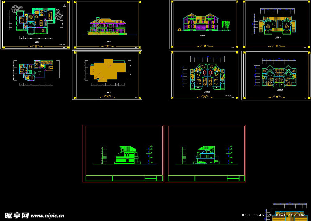 cad别墅施工图源文件