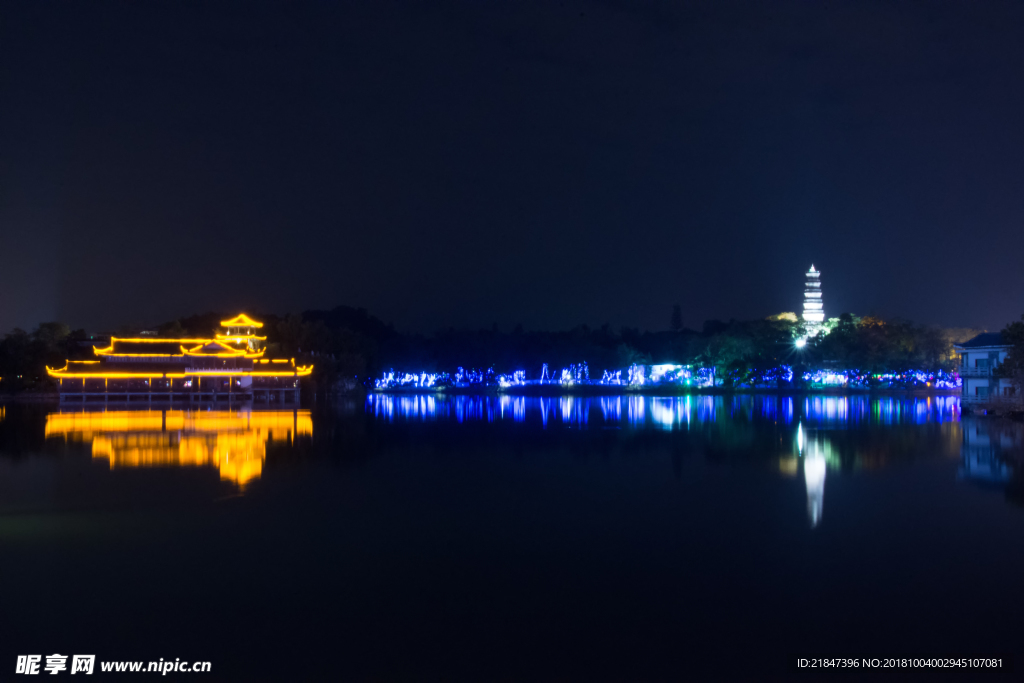 惠州西湖夜晚景色