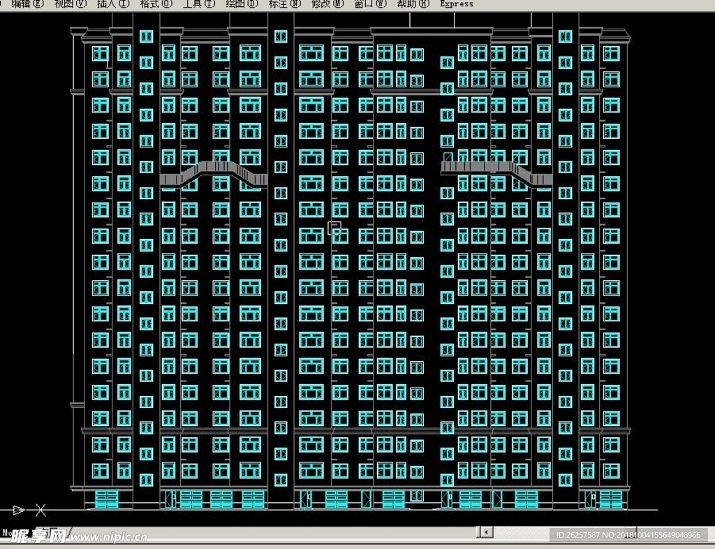 高层楼体北立面cad