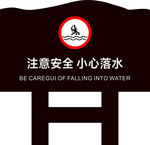 小心落水指示牌