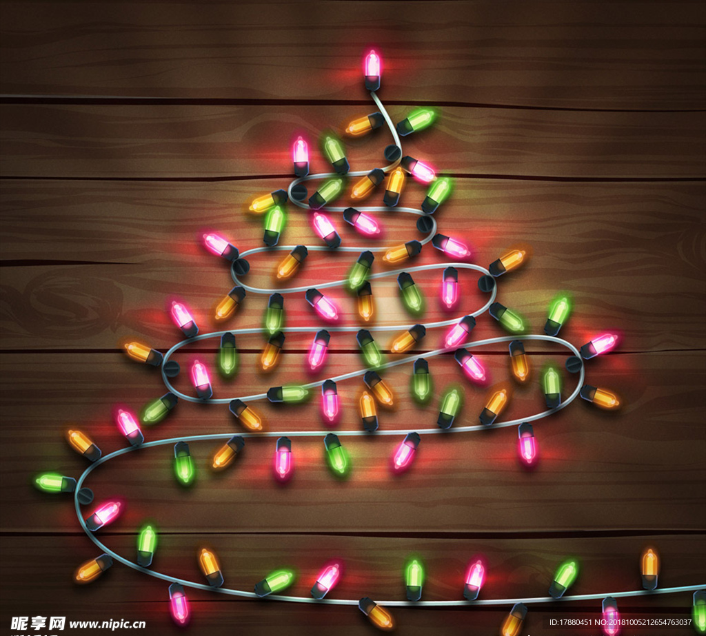 创意彩灯圣诞树矢量
