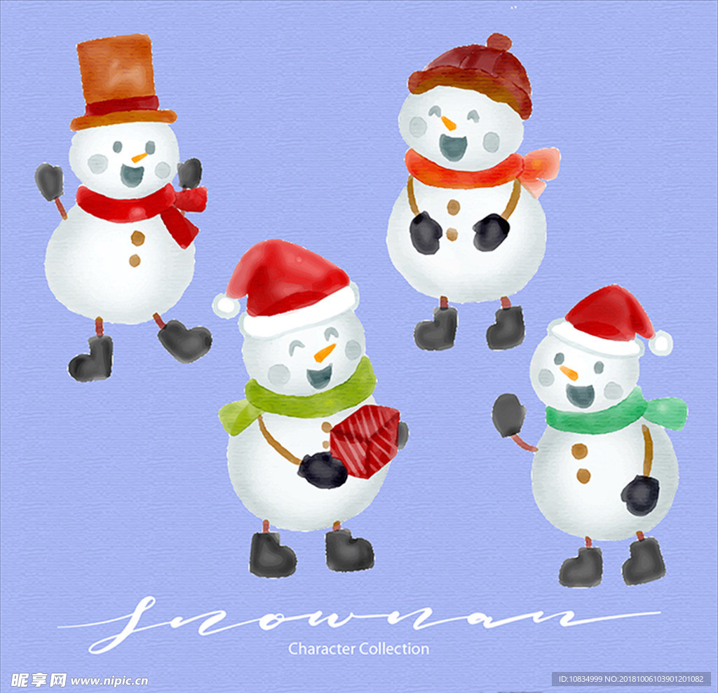 圣诞雪人 手绘雪人