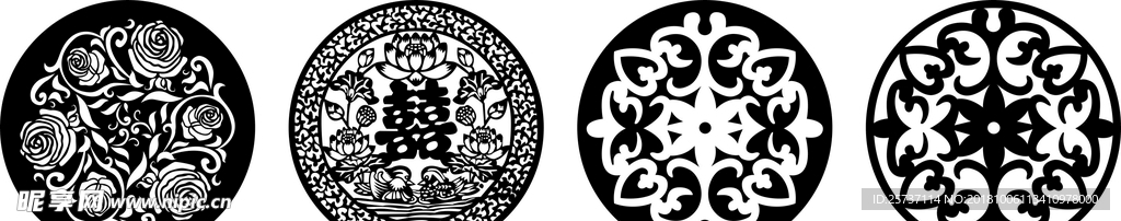 中式镂空花型 底纹边框 雕刻花