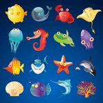 矢量可爱海洋生物
