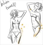 速写手绘内衣女性