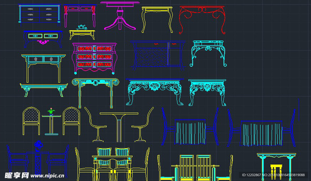 桌子板凳椅子CAD