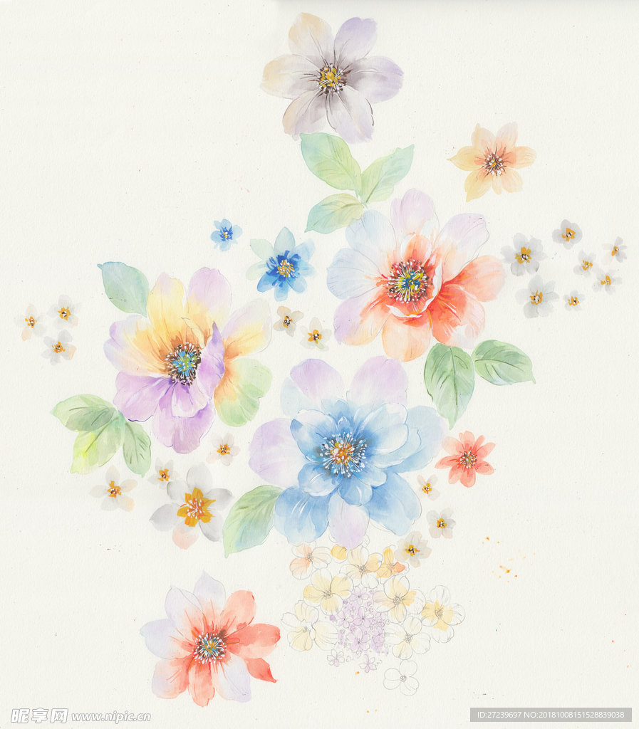 手绘水彩花朵