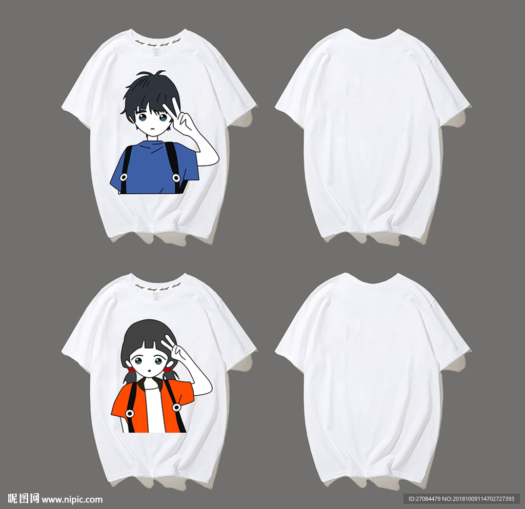 班服设计卡通矢量情侣