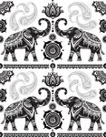 黑白手绘图 印度大象
