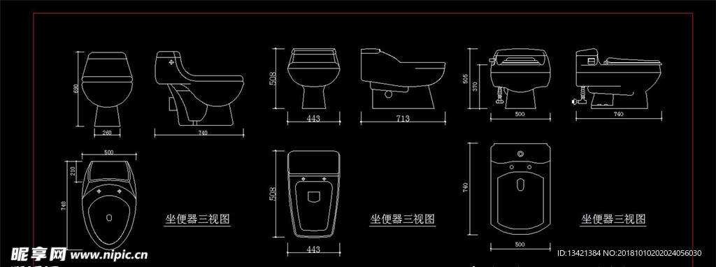 坐便器三视图