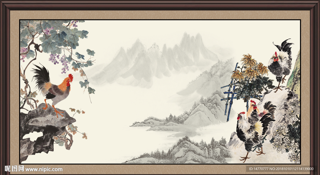 国画公鸡图