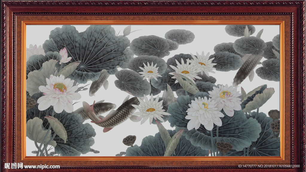 荷花国画