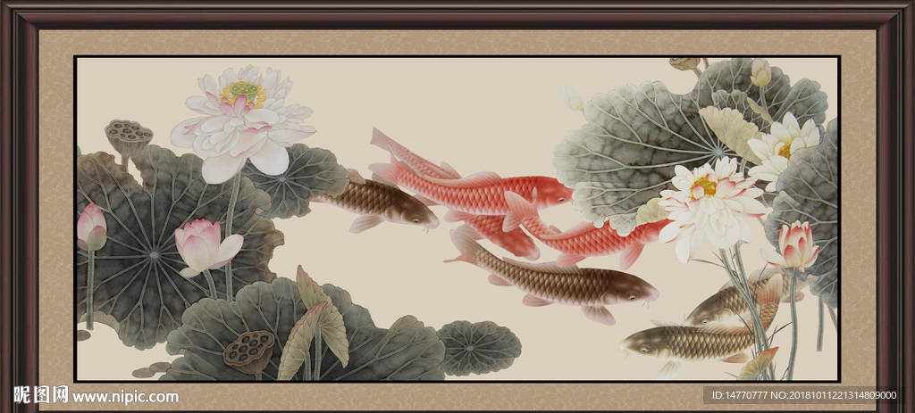 荷花国画