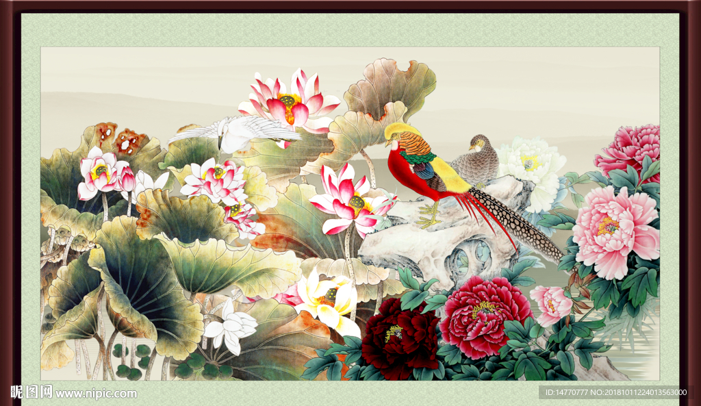 荷花国画