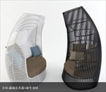 藤编靠背椅3d模型