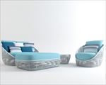藤编沙发茶几3d模型