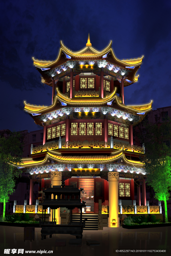 塔楼外立面夜景