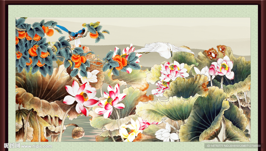 荷花国画