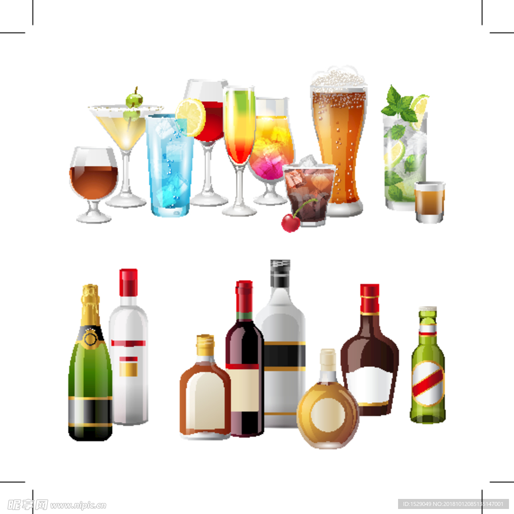 果汁杯和酒瓶