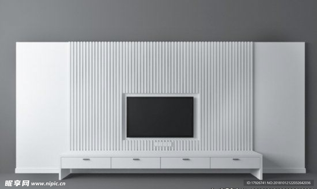 现代风电视墙3d模型