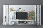 现代中式电视墙3d模型
