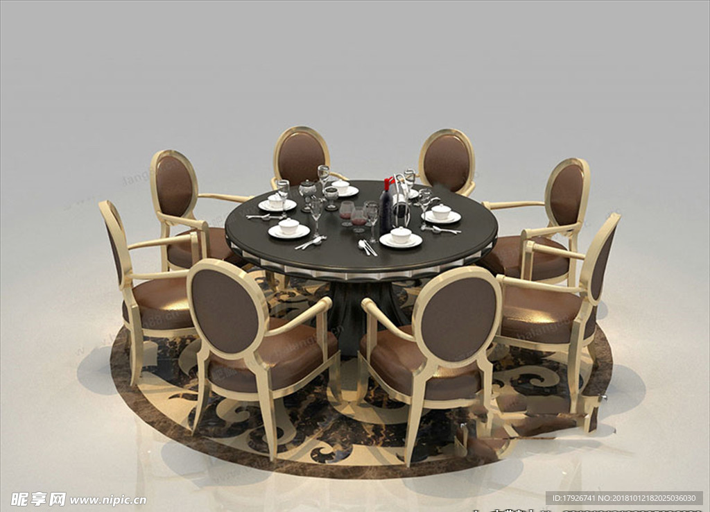 奢华欧式餐桌3d模型